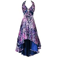 High Low Outdoor Camo Wedding Dresses for Bride Prom Gowns Halter Neck