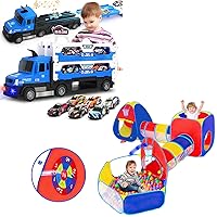 5pc Ball Pit, Play Tent and Tunnels | Big Transporter Truck Toy Set