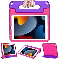 LTROP Kids Case for iPad 9th/8th/7th Generation 10.2-inch(2021/2020/2019) - iPad 10.2 Case for Kids, Convertible Shockproof Handle Stand Child-Proof Case for iPad 9/8/7 Gen 10.2”, Purple+Pink