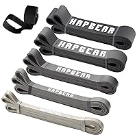 Pull Up Assistance Bands, HAPBEAR Resistance Band Set of 5, Long Power Workout Rubber Bands with Door Anchor, Strength Heavy Duty Exercise Bands for Powerlifting Stretching Fitness Training