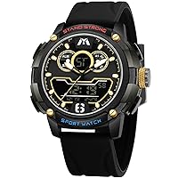 MEGALITH Men's Watch Sporty Military Digital Watch LED Large Dial Watches for Men Digital Analogue Watch Men Waterproof Stopwatch Alarm Clock Calendar, Standard