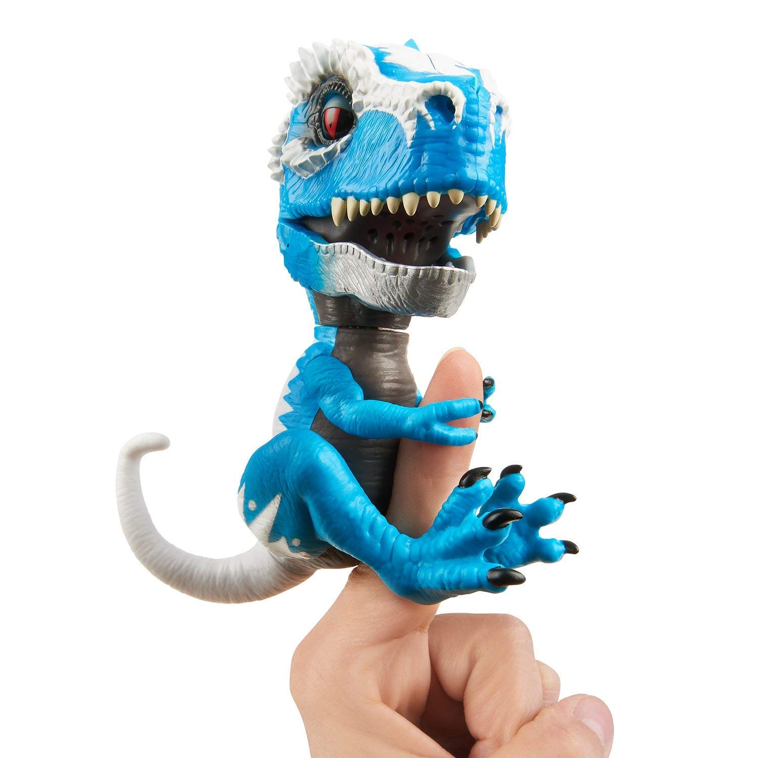 Electronic T-Rex Wraps On Finger Ironjaw (Blue) with 40+ Sounds - I React to Your Touch, I Chomp & Growl, I'm Alive Moving Head & Eyes, Learn How to Tame Me Or Get Chomped, Age 5+ New