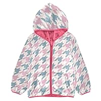 Pink Blue Houndstooth Plaid Boys Fleece Jacket Toddler Boy Dress Coat Pink Girl Zip Up 3T
