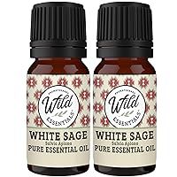 Wild Essentials White Sage 2 Pack of 100% Pure Essential Oil - 10ml, Premium Grade, Made and Bottled in The USA, Cleansing, Purifying, Relaxing