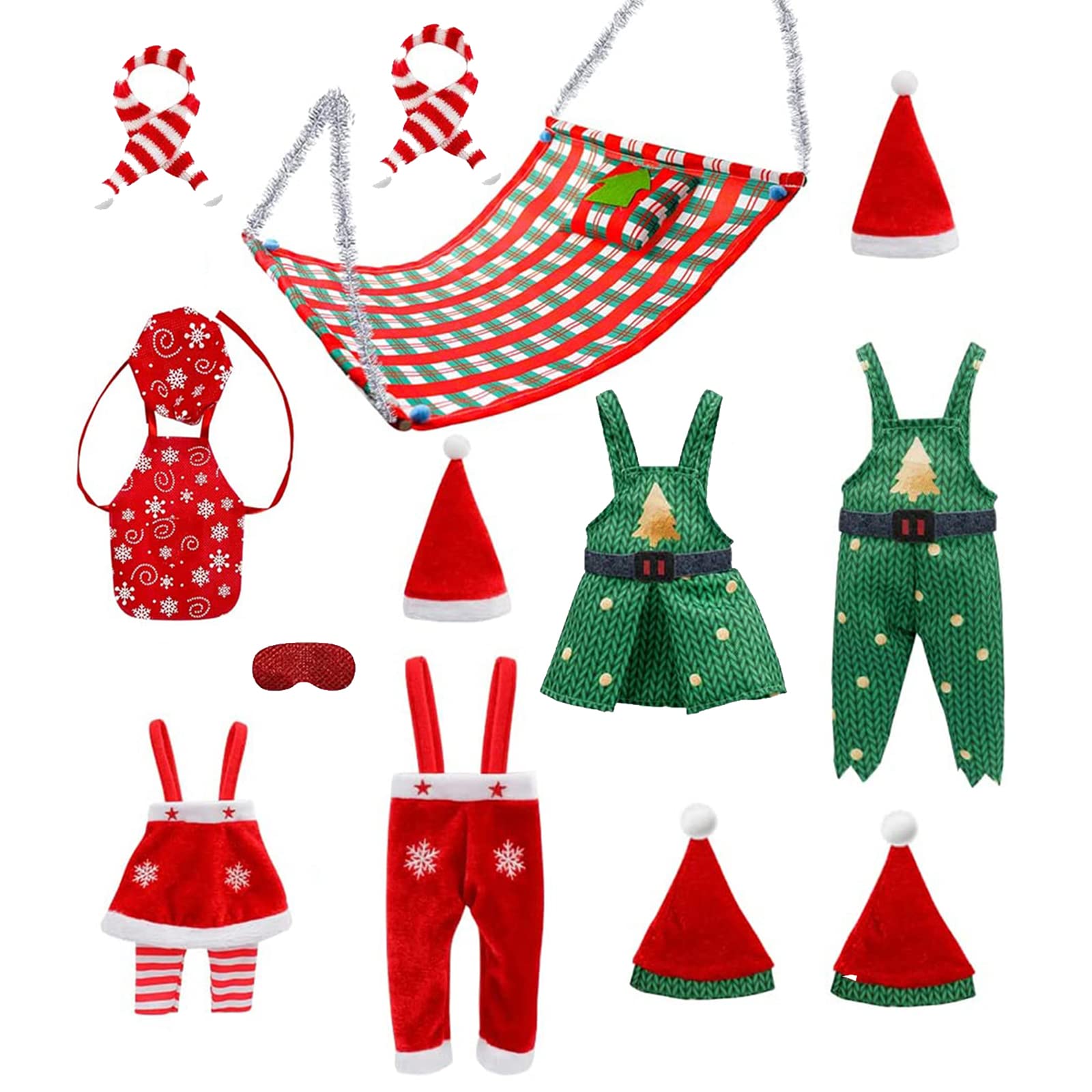 Elf Accessories Clothes for Girls,Christmas Elf Pro Kit Include Elf Skirt Outfit Dress Santa Cloth for 12 Inch Doll