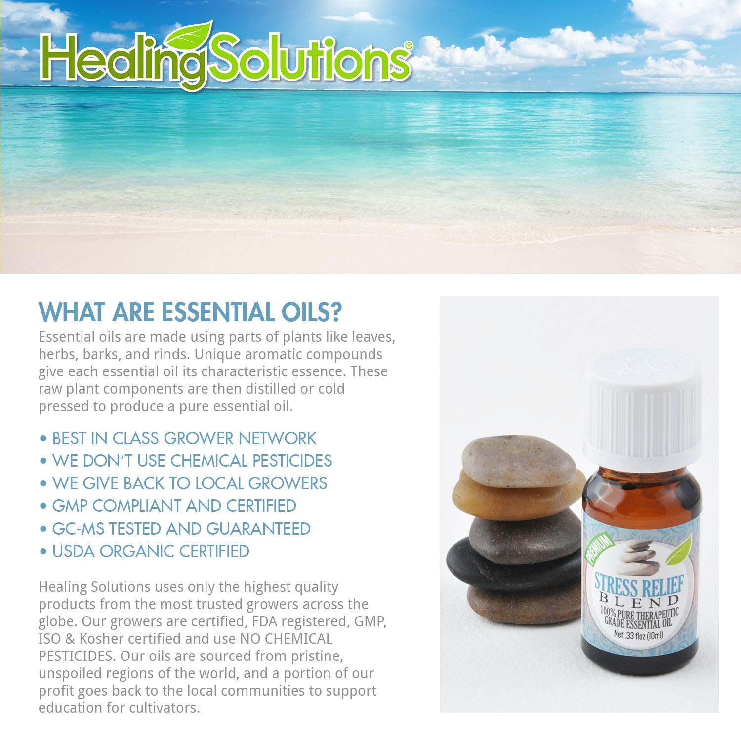 Healing Solutions Stress Relief Blend Essential Oil - 100% Pure Therapeutic Grade Stress Relief Blend Oil - 10ml