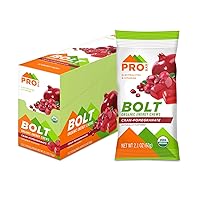 PROBAR - Bolt Organic Energy Chews, Cranberry Pomegranate, Non-GMO, Gluten-Free, USDA Certified Organic, Healthy, Natural Energy, Fast Fuel Gummies with Vitamins B & C (12 Count)
