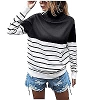 Ruziyoog Women Long Sleeve Crew Neck Sweater Striped Color Block Loose Fit Sweatshirt Plus Size Trendy Casual Pullover Tops