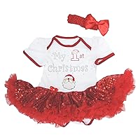 Petitebella My 1st Christmas Santa Claus Baby Dress Nb-18m