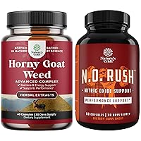 Bundle of Horny Goat Weed Extract Complex and Energizing Nitric Oxide Supplement for Men - with Tribulus Saw Palmetto L Arginine and Tongkat Ali Extract - Nitric Oxide Pills for Men with Beet Root