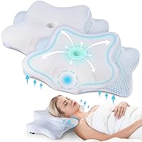 DONAMA Cervical Pillow for Neck and Shoulder,2Pack Contour Memory Foam Pillow,Ergonomic Neck Support Pillow for Side Back Stomach Sleepers with Pillowcase