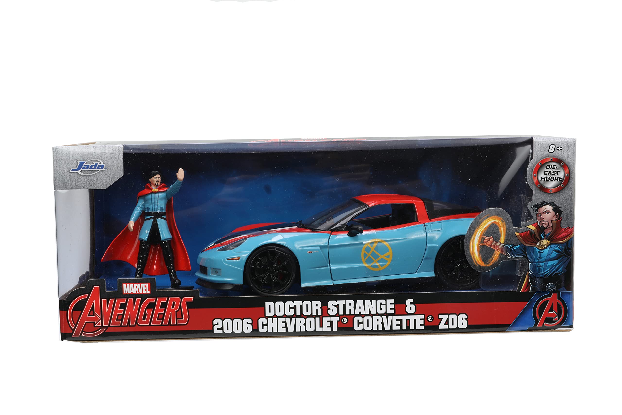 Jada Toys Marvel Doctor Strange 1:24 2006 Chevy Corvette Z06 Die-Cast Car with 2.75'' Dr. Strange Figure, Toys for Kids and Adults (32115)