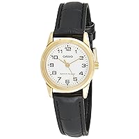 Casio Women's LTPV001GL-7B Black Leather Quartz Watch
