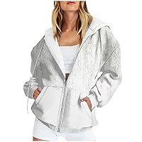 Women's Full Zip Fleece Pullover Hoodie, Fashion Floral Print Plus Size Lightweight Sweatshirt Outerwear with Pockets