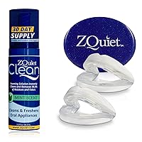 ZQuiet, Anti-Snoring Mouthpiece (Blue) + Cleaner (1.5oz Bottle), Starter Pack with 2 Sizes, Made in USA, BPA-Free, Medical-Grade Material, CLEAR