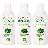 Goodbreath Labs Mouthwash | New Ozone Technology Specialized in Chronic Halitosis | Mouth Rinse Alcohol Free | Bad Breath Neutralizer | Mint Flavor Oral Rinse for Gum Disease (3 Pack (16oz), Mint)