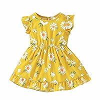 Baby Girl Dressy Dress Summer Girls Xiaoqiuju Dress Girls Short Sleeved Printed Children's Dress Coral and Girls