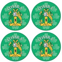 O'Hara Irish Family Surname Round Cork Backed Coasters Set of 4
