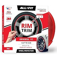 All-Fit Rim Trim Wheel Protection Strips for Curb Rash and Wheel Scratch Prevention – Made in The USA – Universal Fit (Red)