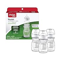 Diaper Genie Playtex Baby Nurser Bottle with Pre-Sterilized Disposable Drop-Ins Liners, Closer to Breastfeeding, 4 Ounce Bottles, 3 Count