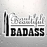 Decals Beautiful Badass with Bullet Vinyl Decal - Great Gift for The Lovely But Tough Ladies (2 Smaller Stickers, 2)