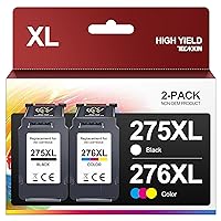 PG-275 XL/CL-276 XL Value Pack Replacement for Canon Ink 275 and 276 PG-275XL CL-276XL Compatible to Canon PIXMA TS3500 TS3522 TS3520 TR4700 TR4720 TR4722 Printers (1 Black, 1 Tri-Color)