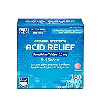 Acid Reducer, Original Strength Famotidine Tablets, 10 mg - 2 Bottles, 90 Count Each (180 Count Total) | Heartburn Relief | Acid Reflux | Heartburn Chews & Tablets