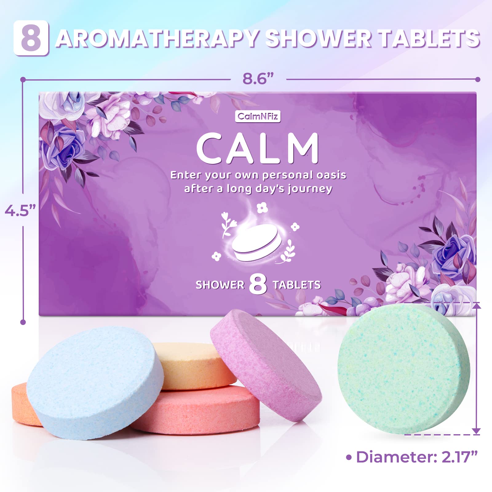 CalmNFiz Shower Steamers Aromatherapy 8 Pack Bath Bombs Essential Oil Self Care Mother's Day, Birthday Gift Easter Basket Stuffers for Men and Women Who Have Everything