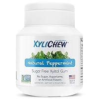 Xylichew 100% Xylitol Chewing Gum - Non GMO, Non Aspartame, Gluten Free, and Sugar Free Gum - Natural Oral Care, Relieves Bad Breath and Dry Mouth - Peppermint, 60 Count