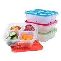Bento Snack Boxes - Reusable 4-Compartment Food Containers for School, Work and Travel, Set of 4 (Classic)