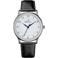 Men's Analogue Quartz Watch with Faux Leather Strap C.25, white, 35MM, strip, White, 35mm, strip