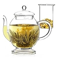 Glass Teapot,34OZ Glass Tea Infuser,Tea Pot With Infusers for Loose Tea,Large Glass Teapot Stovetop Safe,Steeping Teapots,Tea Maker Suitable For Gift