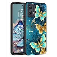 GUAGUA Compatible with Motorola Moto G Power 5G 2024 Case Glow in The Dark Blue Butterfly Pattern Noctilucent Luminous Slim Fit Cover Protective Anti Scratch Case for Moto G Power 2024 6.7