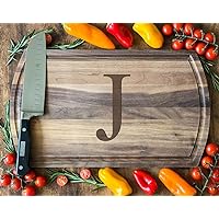 Premium Quality Dark Walnut Cutting Board Initial J Engraving for Professional Chefs and Home Use