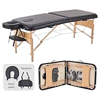YOUNIKE Massage Table Lash Bed 2 Folding Portable Lightweight Adjustable Facial Cradle Spa Salon Therapy Beauty Esthetician Tattoo 28 Inches Wide Black