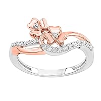 1/6 cttw Round Cluster Diamonds Flower Promise Ring Crafted in 10KT Rose Gold Real Diamond Ring for Women