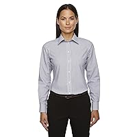 Ladies Crown Collection Banker Stripe Shirt, Navy, XXX-Large