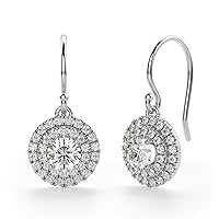 2.00CT Round Brilliant Cut, VVS1 Clarity, Colorless Moissanite Stone, 925 Sterling Silver Earring, Dubai Drop Earrings, Perfact for Gift Or As You Want