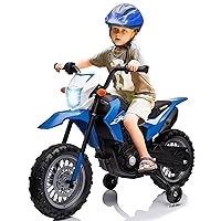 Electric Kids Ride-on Motorcycle Licensed Honda, 6V Motorbike with Training Wheels, Rechargeable Battery, Headlight, Engine Sounds, Gift for Children Girls Boys, Blue