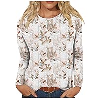 Long Sleeve Blouses for Women, Women's Fashion Casual Longsleeve Print Round Neck Pullover Top Blouse