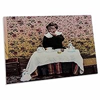 3dRose Victorian Child Having Tea Party with Dolls Circa 1890. - Desk Pad Place Mats (dpd-240430-1)