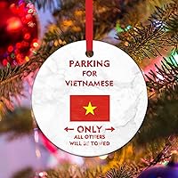Vietnamese National Flag Ceramic Christmas Ornaments City Souvenir Gift Tree Decoration Ornament Parking for Vietnamese Only All Others Will Be Towed Christmas Decorations for Tree