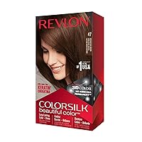 Revlon Permanent Hair Color, Permanent Hair Dye, Colorsilk with 100% Gray Coverage, Ammonia-Free, Keratin and Amino Acids, 47 Medium Rich Brown, 4.4 Oz (Pack of 1)