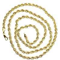 10K Yellow Gold Rope Solid Chain 28 inch Long; 4MM Wide