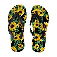 Vantaso Slim Flip Flops for Women Yellow Chamomile Wildflowers Yoga Mat Thong Sandals Casual Slippers
