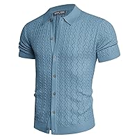 PJ PAUL JONES Men's Polo Shirt Hollowed-Out Textured Casual Knitted Golf Shirt