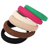 Wide Headbands for Women,6Pcs Knitting Wool Padded Headbands for Women Cute Head Wrap in Solid Color Non-slip Hair Accessories for Daily Festival Gifts