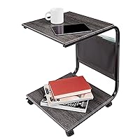 Seville Classics Airlift Height Adjustable Mobile Rolling Laptop Cart Computer Workstation Desk Home, Office, Classroom, Hospital, w/Wheels, C-Shape Table (19