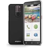 emporia SMART.5 Mini, Senior Mobile Phone, 4G Volte, Seniors Smartphone without Contract, Mobile Phone with Emergency Call Button, 4.95 Inch Display, Android 13, 13 MP Camera, Black, E5m 001