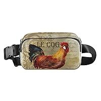 Rooster Vintage Belt Bag for Women Men Water Proof Small Fanny Pack with Adjustable Shoulder Tear Resistant Fashion Waist Packs for Travel